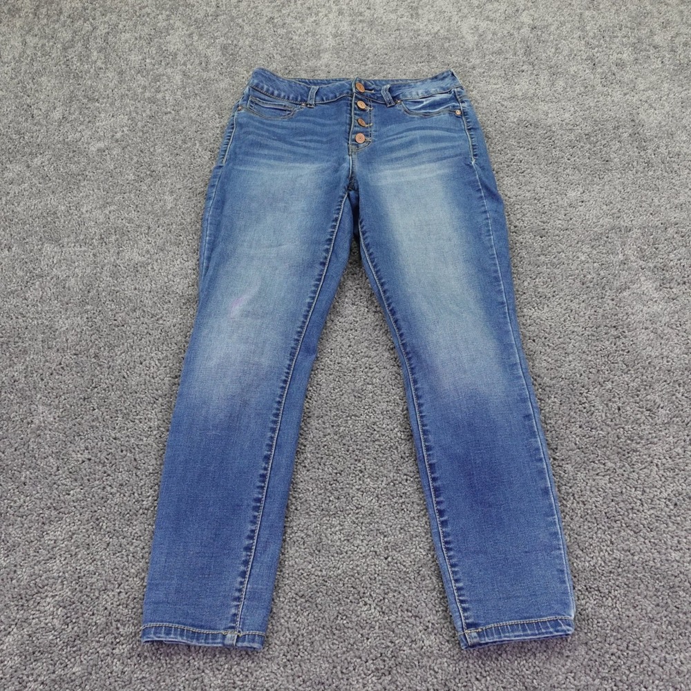 Maurices Skinny Jeans Womens Medium Blue High Rise Button Fly Stretch Denim